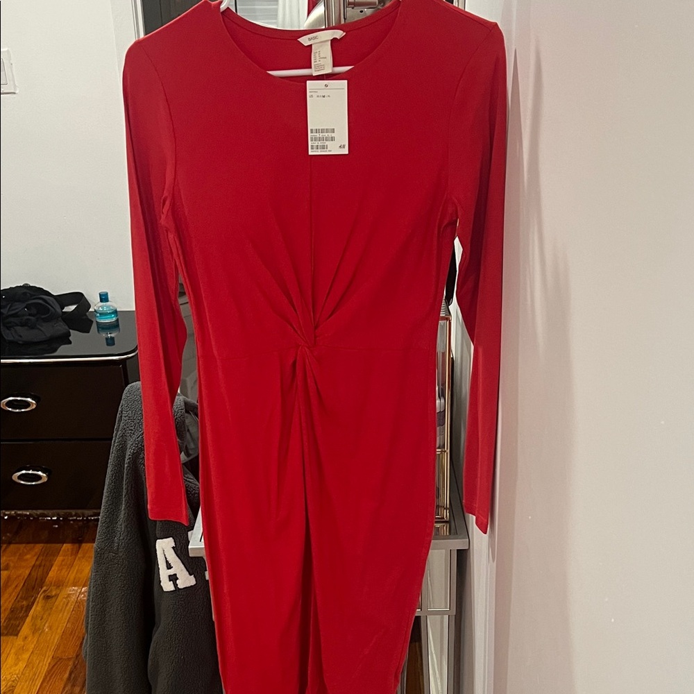 H&M Vibrant Red Long Sleeve Dress